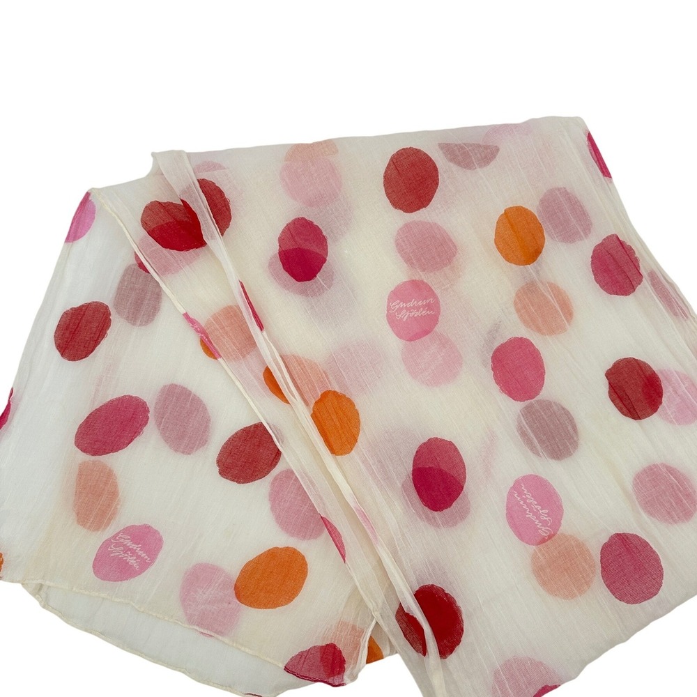 Gudrun Sjoden Scarf Pink Orange Polka Dot Cotton Gauze Lagenlook Lightweight - Picture 5 of 7